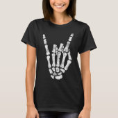 Halloween Rock Hand Sign Skeleton Rock N Roll Symb T-shirt (Voorkant)