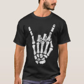 Halloween Rock Hand Sign Skeleton Rock N Roll Symb T-shirt (Voorkant)