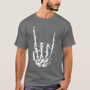 Halloween Rock On Skelet Hand Gebaar Rock Roll Poc T-shirt