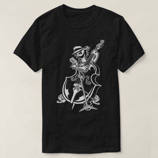 Halloween Rockabilly Upright Bass Player Rockabill T-shirt (Design voorkant)