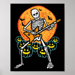 Halloween Rocker Skelet Gitaar Rock Costume Mannen Poster