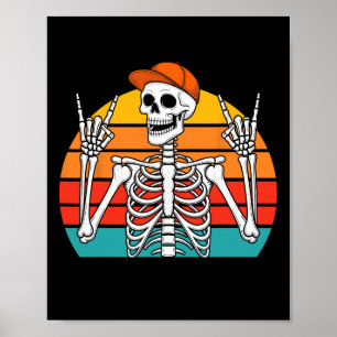 Halloween Rocker Skeleton Pet Cool Punk Rock Manne Poster