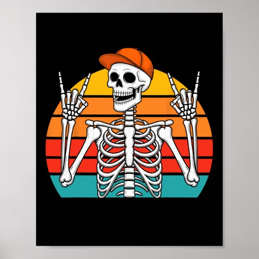 Halloween Rocker Skeleton Pet Cool Punk Rock Manne Poster (Voorkant)