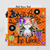 Halloween Rockin' Around the Clock Uitnodiging (Voorkant / Achterkant)
