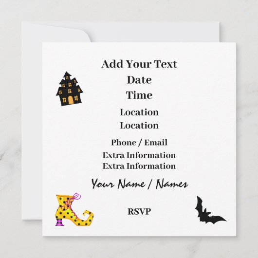 Halloween Rockin' Around the Clock Uitnodiging (Achterkant)