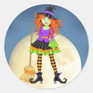 Halloween Rocking Witch - SRF Ronde Sticker