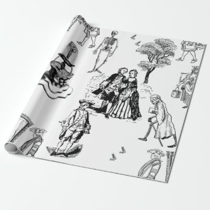 halloween rococo baroque skelet toile skop cadeaupapier
