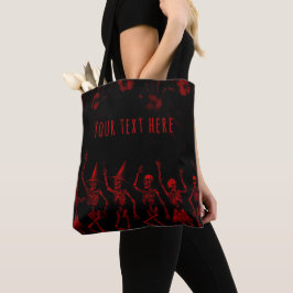 Halloween Rode Dansende Skeletten Tote Bag