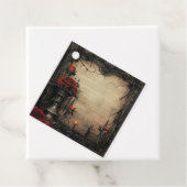 Halloween rode roos met kaarsen bedankjes labels (In situ)