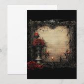 Halloween rode roos met kaarsen kaart (Voorkant / Achterkant)