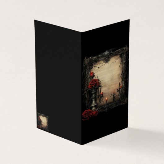 Halloween rode roos met kaarsen kaart (Buitenkant)