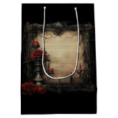 Halloween rode roos met kaarsen medium cadeauzakje (Achterkant)