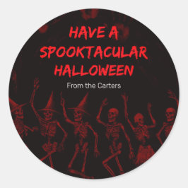 Halloween Rode Skeletten Ronde Sticker