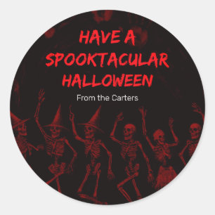 Halloween Rode Skeletten Ronde Sticker