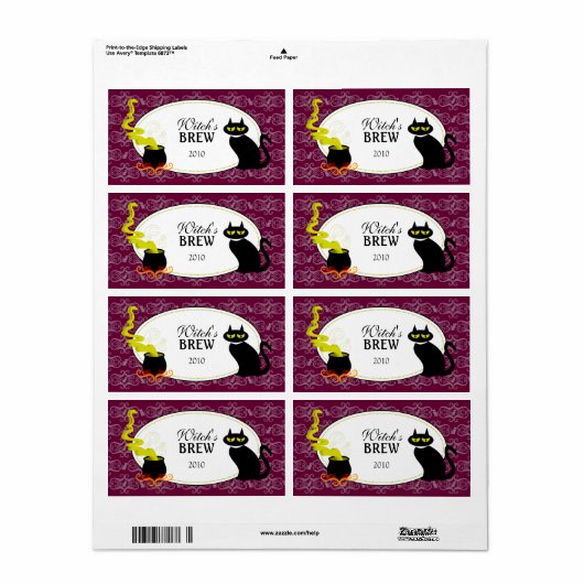 Halloween rode wijn / glas etiket (Full Sheet)