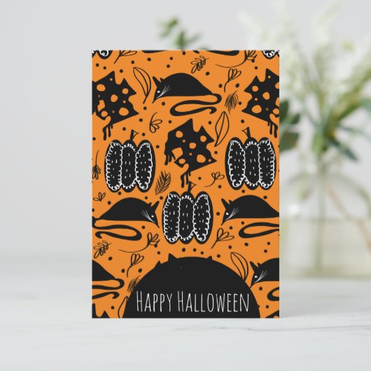 Halloween Rodents Mouse Cheese Birthday Pattern Kaart (Staand voorkant)