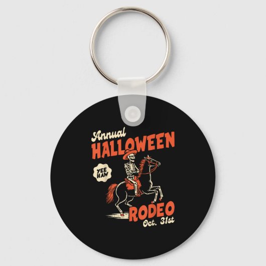 Halloween Rodeo Horse Western Cowboy Fall Autumn S Sleutelhanger (Voorkant)