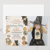 Halloween roept alle monsters verjaardag foto kaart (Voorkant / Achterkant)