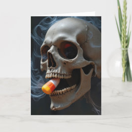 Halloween Roken Schedel Bijten Candy Corn Kaart