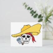 Halloween Roking Skull met Bandana-Cartoon Briefkaart (Staand voorkant)