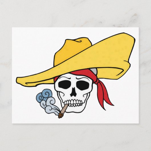 Halloween Roking Skull met Bandana-Cartoon Briefkaart (Voorkant)