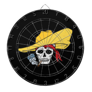 Halloween Roking Skull met Bandana-Cartoon Dartbord