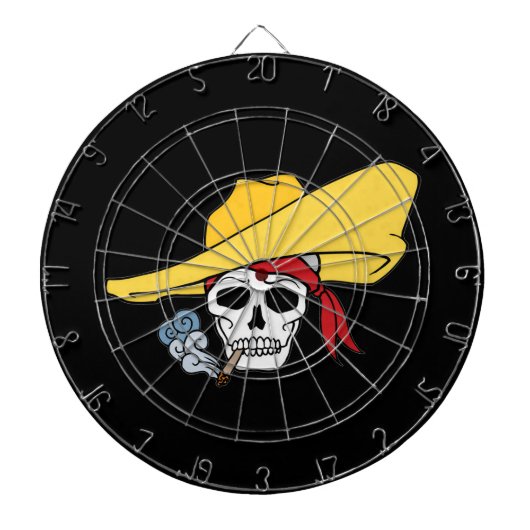 Halloween Roking Skull met Bandana-Cartoon Dartbord (Voorkant)