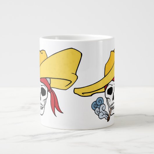 Halloween Roking Skull met Bandana-Cartoon Grote Koffiekop (Voorkant)