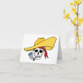 Halloween Roking Skull met Bandana-Cartoon Kaart (Gele Bloem)