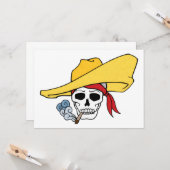 Halloween Roking Skull met Bandana-Cartoon Kaart (Voorkant / Achterkant in situ)