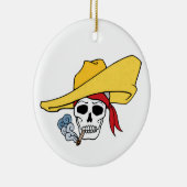 Halloween Roking Skull met Bandana-Cartoon Keramisch Ornament (Rechts)