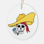 Halloween Roking Skull met Bandana-Cartoon Keramisch Ornament (Links)