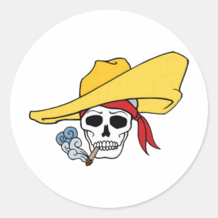 Halloween Roking Skull met Bandana-Cartoon Ronde Sticker