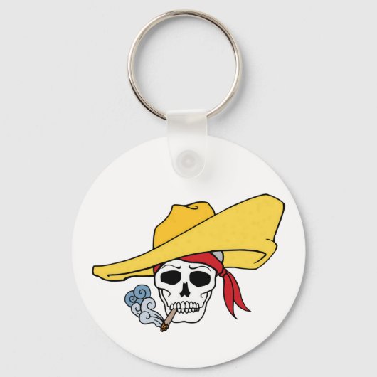 Halloween Roking Skull met Bandana-Cartoon Sleutelhanger (Voorkant)