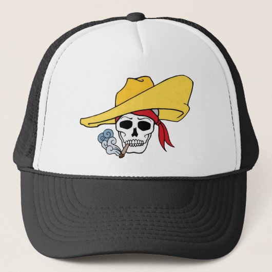 Halloween Roking Skull met Bandana-Cartoon Trucker Pet (Voorkant)