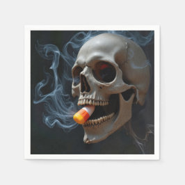 Halloween Rokkende Schedel Bijt Candy Corn Servet