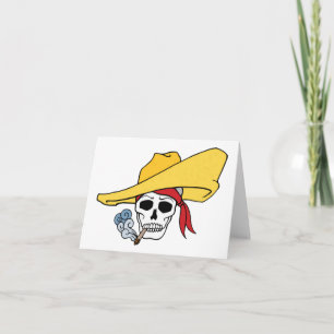 Halloween Rokkende Schedel met Bandana Cartoon Kaart