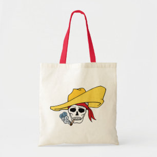 Halloween Rokkende Schedel met Bandana Cartoon Tote Bag