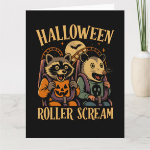 Halloween Roller Scream Wasbeer en Opossum Kaart