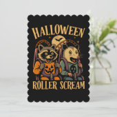 Halloween Roller Scream Wasbeer en Opossum Kaart (Staand voorkant)