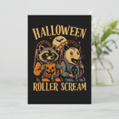 Halloween Roller Scream Wasbeer en Opossum Kaart (Staand voorkant)