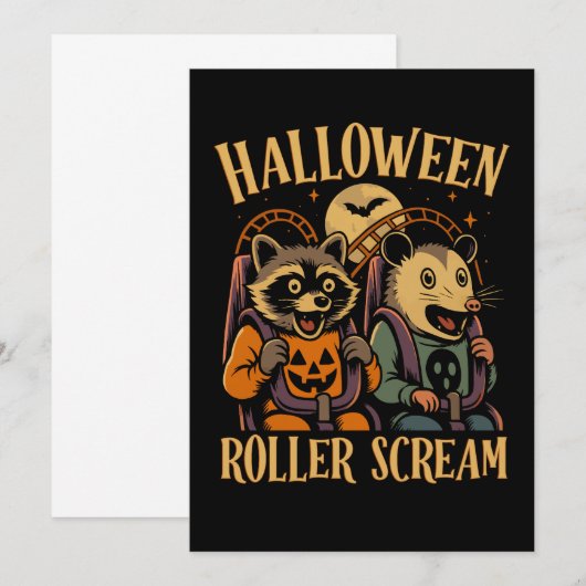 Halloween Roller Scream Wasbeer en Opossum Kaart (Voorkant / Achterkant)