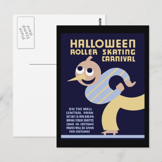 Halloween roller skateval briefkaart (Voorkant / Achterkant)