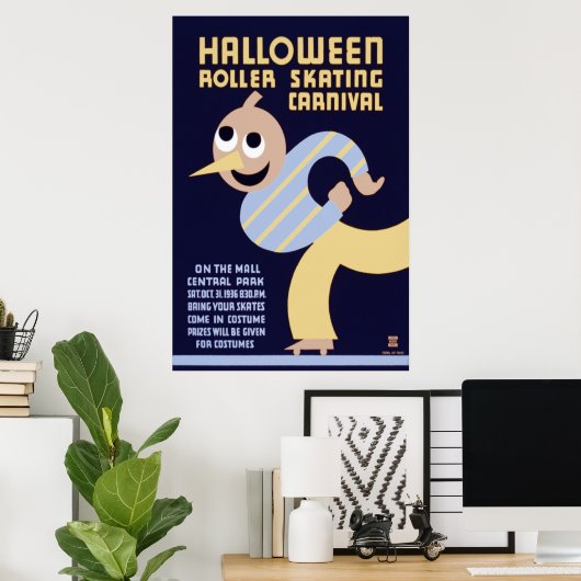Halloween Roller Skating Carnaval Poster (Thuiskantoor)