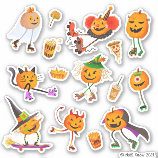 Halloween Rolschaatsen Jack-o'-lantaarns Sticker (Voorkant)