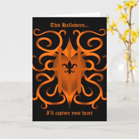 Halloween romance hart kaart (Gele Bloem)