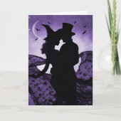 Halloween Romance liefde silhouet paar en vleermui Kaart (Voorkant)