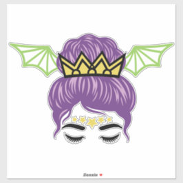 Halloween Rommelige Knot Sticker – Paarse Haar Vle