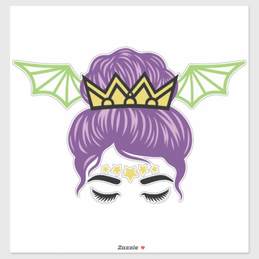 Halloween Rommelige Knot Sticker – Paarse Haar Vle (Vel)