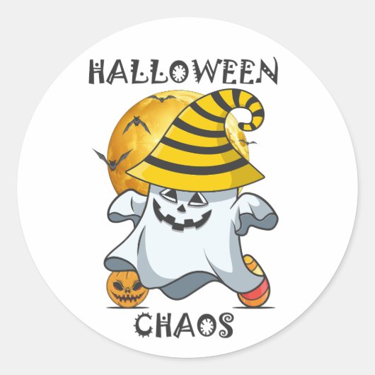 Halloween Ronde Sticker (Voorkant)